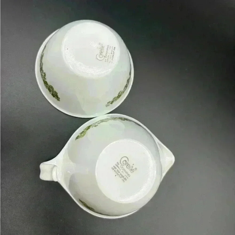 Corelle Livingware By Corning Spring Blossom Daisy Green Milk Creamer Sugar Set